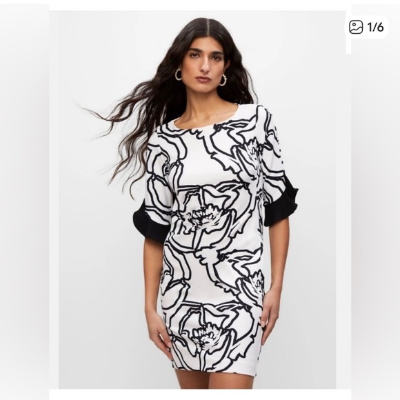 Joseph Ribkoff Dresses & Skirts - Joseph Ribkoff Monochrome Floral Mini Dress